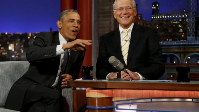FILE PHOTO: Obama tapes an appearance on the Late Show with David Letterman at the Ed Sullivan Theater in New York