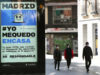 Ad advising people to be responsible and stay home is displayed in central Madrid