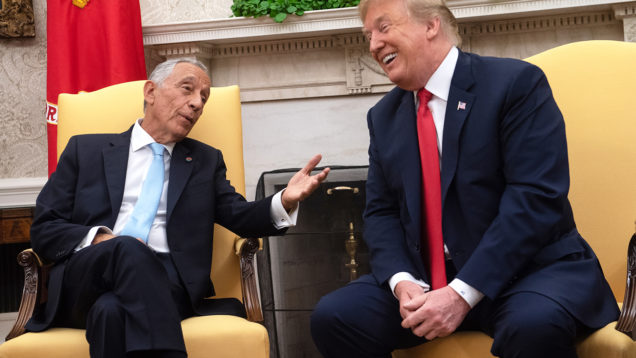 US President Donald Trump welcomes Portuguese President Rebelo de Sousa