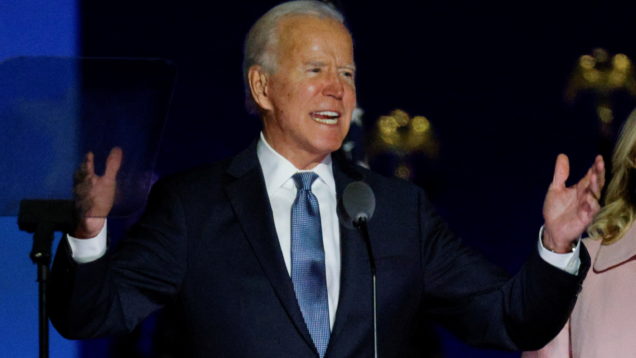Joe Biden discursa em Wilmington, no Estado norte-americano de Delaware