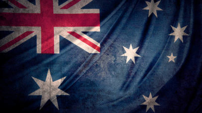 Closeup of grunge Australian flag