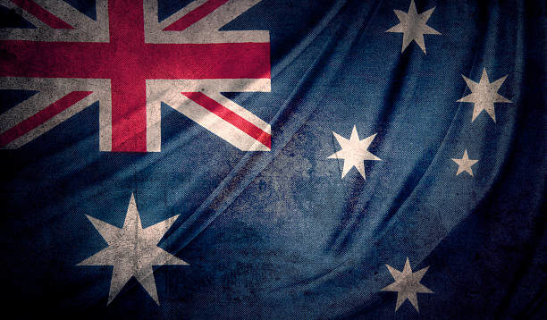 Closeup of grunge Australian flag